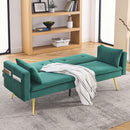 72.5" Convertible Sofa Bed, Adjustable Velvet Sofa Bed - Velvet Folding Lounge Recliner - Reversible Daybed - Ideal for Bedroom with Two Pillows and Center Leg - Supfirm