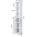 Supfirm White Bathroom Storage Cabinet with Shelf Narrow Corner Organizer Floor Standing (H63 6 Shelves 1 Door)