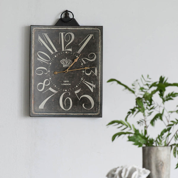 Supfirm Large Vintage Black Rectangular Wall Clock with White Numerals, Home Decor Accent Clock