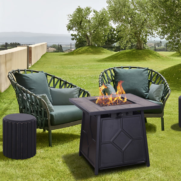 Supfirm 40,000 BTU Steel Propane Gas Fire Pit Table With Steel lid, Weather Cover
