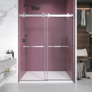 Supfirm 56'' - 60'' W x 76'' H Double Sliding Frameless Shower Door With 3/8 Inch (10mm) Clear Glass in Chrome