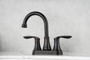 Supfirm 2-Handle Lavatory Faucet Brushed Nickel Bathroom Sink Faucet with Metal Pop-up Drain and Faucet Supply Lines