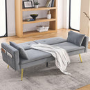 72.5" Convertible Sofa Bed, Adjustable Velvet Sofa Bed - Velvet Folding Lounge Recliner - Reversible Daybed - Ideal for Bedroom with Two Pillows and Center Leg - Supfirm