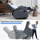 Okin Motor Up to 350 LBS Power Lift Recliner Chair, Heavy Duty Motion Mechanism with 8-Point Vibration Massage and Lumbar Heating, Cup Holders, USB and Type-C Ports, Removable Cushions, Blue - Supfirm