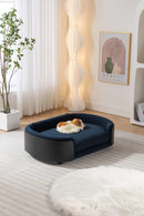 Scandinavian style Elevated Dog Bed Pet Sofa With Solid Wood legs and Black Bent Wood Back, Cashmere Cushion,Large Size - Supfirm