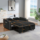 1 versatile foldable sofa bed in 3 lengths, modern sofa sofa sofa velvet pull-out bed, adjustable back and with USB port and ashtray and swivel phone stand (black) - Supfirm