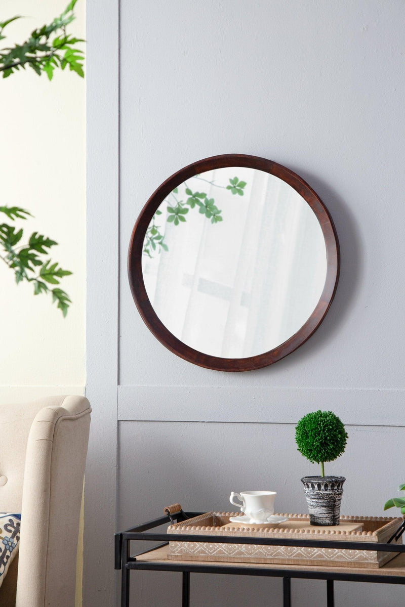 20x1.5"Transitional Decor Style Mango Wood Wall Mirror Wall Decor with Frame of Solid Mango Wood for Bathroom,Entryway Console Lean Against Wall - Supfirm
