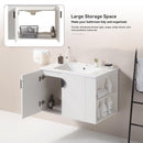 Supfirm 30" Bathroom Vanity with Sink,with two Doors Cabinet Bathroom Vanity Set with Side right Open Storage Shelf,Solid Wood,Excluding faucets,white - Supfirm
