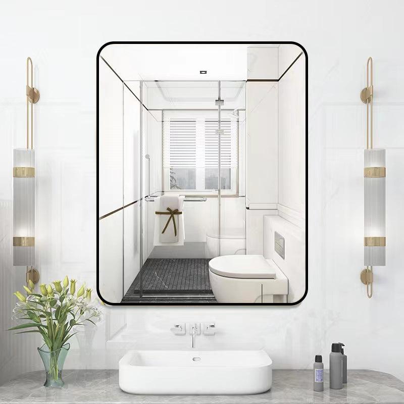 32 x 24 Inch Black Bathroom Mirror for Wall Vanity Mirror with Non-Rusting Aluminum Alloy Metal Frame Rounded Corner for Modern Farmhouse Home Decor - Supfirm