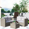 4 Piece Patio Sectional Wicker Rattan Outdoor Furniture Sofa Set with Storage Box Grey - Supfirm