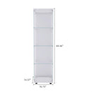 4 Shelves Glass Cabinet Glass Display Cabinet with One Door, White - Supfirm