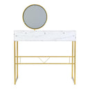 41.3 inch Small White Desk with a open Storage Spaces,Modern Makeup Vanity Dressing Table with Metal Silver Legs for Bedroom,with a Mirror - Supfirm