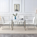 5-piece Dining Table Chairs Set, Rectangular Dining Room Table Set for 4, Faux Marble Modern Dining Table and Faux Leather Chairs for Kitchen Dining Room, White - Supfirm
