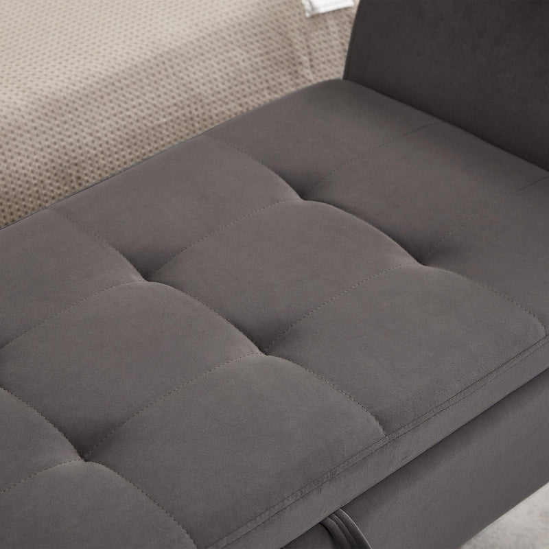 51.5" Bed Bench with Storage Grey Velvet - Supfirm
