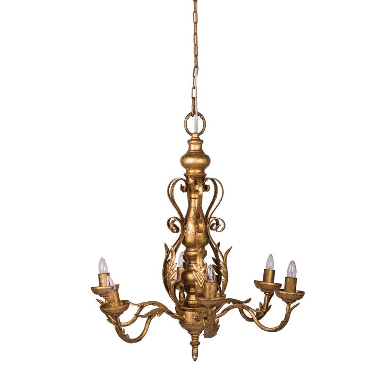 6 - Light 25.5" Metal Chandelier, Hanging Light Fixture with Adjustable Chain for Kitchen Dining Room Foyer Entryway, Bulb Not Included - Supfirm