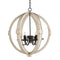 6 - Light Wood Chandelier, Hanging Light Fixture with Adjustable Chain for Kitchen Dining Room Foyer Entryway, Bulb Not Included - Supfirm