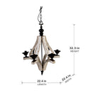 6 - Light Wood Chandelier, Hanging Light Fixture with Adjustable Chain for Kitchen Dining Room Foyer Entryway, Bulb Not Included - Supfirm