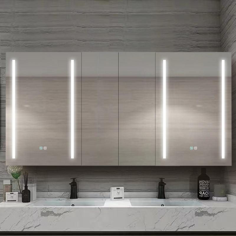 Supfirm 60x30 Inch LED Bathroom Medicine Cabinet Surface Mount Double Door Lighted Medicine Cabinet, Medicine Cabinets for Bathroom with Mirror Defogging, Dimmer Black - Supfirm