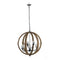 9- Light Globe Chandelier, Wood Chandelier Hanging Light Fixture with Adjustable Chain for Kitchen Dining Room Foyer Entryway, Bulb Not Included - Supfirm