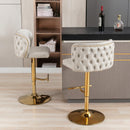 A&A Furniture,Swivel Barstools Adjusatble Seat Height, Modern PU Upholstered Bar Stools with the whole Back Tufted, for Home Pub and Kitchen Island（Beige, Set of 2） - Supfirm