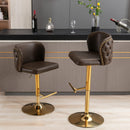 A&A Furniture,Swivel Barstools Adjusatble Seat Height, Modern PU Upholstered Bar Stools with the whole Back Tufted, for Home Pub and Kitchen Island（Brown, Set of 2） - Supfirm