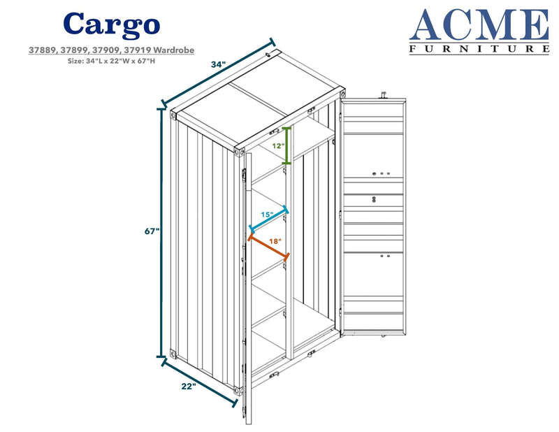 ACME Cargo Wardrobe (Double Door), Red 37919 - Supfirm