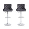 Bar Stool, Velvet Upholstered SEAT , Gas lifter, Decorated with Nailhead Trim, Grey seat, Silver base, Square footrest,Set of 2, Kitchen Island Seats - Supfirm
