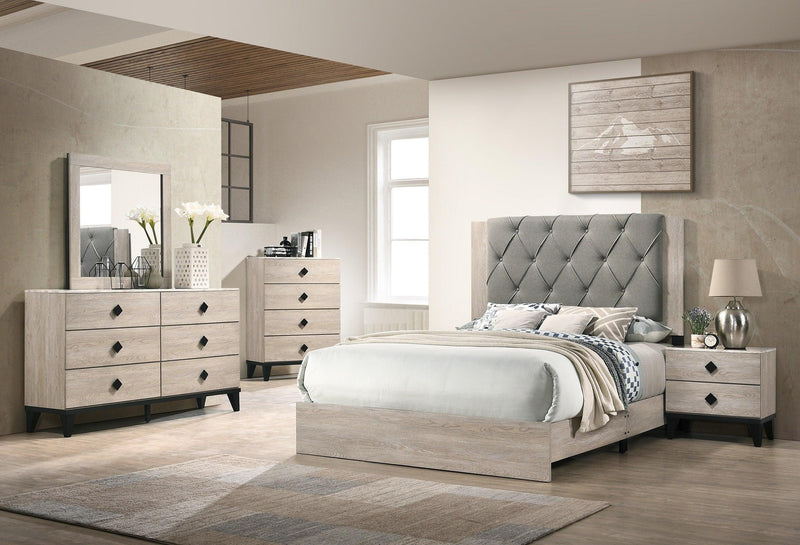 Bedroom Furniture Contemporary Look Cream Color Nightstand Drawers Bedside Table plywood - Supfirm