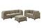Camel Chenille Fabric Modular Sofa Set 6pc Set Living Room Furniture Couch Sofa Loveseat 4x Corner Wedge 1x Armless Chair and 1x Ottoman Tufted Back Exposed Wooden Base - Supfirm