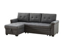 Destiny Dark Gray Linen Reversible Sleeper Sectional Sofa with Storage Chaise - Supfirm
