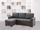 Destiny Dark Gray Linen Reversible Sleeper Sectional Sofa with Storage Chaise - Supfirm