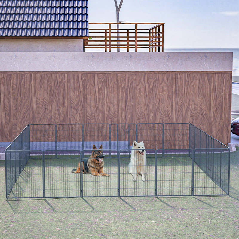 Dog Playpen Foldable 24 Panels Dog Pen 40" Height Pet Enclosure Dog Fence Outdoor with Lockable Door for Large/Medium/Small Dogs,Puppy Playpen,RV,Camping Pet Fence - Supfirm