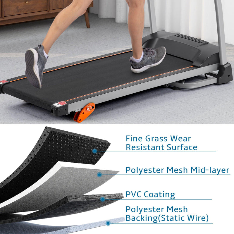 Easy Folding Treadmill for Home Use, 1.5HP Electric Running, Jogging & Walking Machine with Device Holder & Pulse Sensor, 3-Level Incline Adjustable Compact Foldable - Supfirm