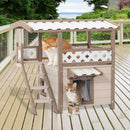 Feral Cat House Outdoor Indoor Kitty Houses with Durable PVC Roof, Escape Door,Curtain and Stair,2 Story Design Perfect for Multi Cats - Supfirm