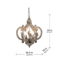French Country Wood Chandelier, 6-Light Farmhouse Pendant Light Fixture with Adjustable Chain for Kitchen Foyer Hallway Entryway, Bulb Not Included - Supfirm