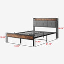 Full Size Bed Frame, Headboard with Charging Station, Solid and Stable, Noise Free, No Box Spring Needed, Easy Assembly,Vintage Brown and Gray, Common - Supfirm