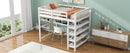 Full Size Loft Bed with Storage Shelves and Under-bed Desk, White - Supfirm