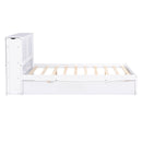 Full Size Storage Platform Bed with Pull Out Shelves and Twin Size Trundle, White - Supfirm