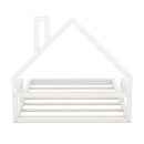 Full Size Wood Floor Bed with House-shaped Headboard, White, Common - Supfirm
