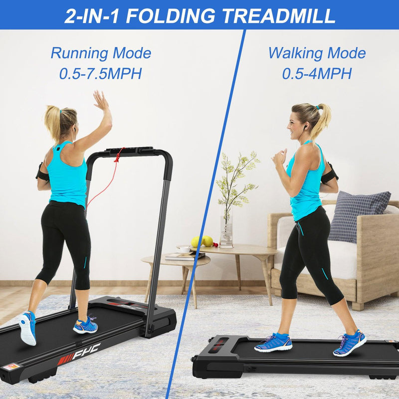 FYC Under Desk Treadmill - 2 in 1 Folding Treadmill for Home 3.5 HP, Installation-Free Foldable Treadmill Compact Electric Running Machine, Remote Control & LED Display Walking Running Jogging for Hom - Supfirm