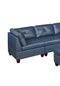 Genuine Leather Ink Blue Tufted 7pc Modular Sofa Set 2x Corner Wedge 3x Armless Chair 2x Ottoman Living Room Furniture Sofa Couch - Supfirm
