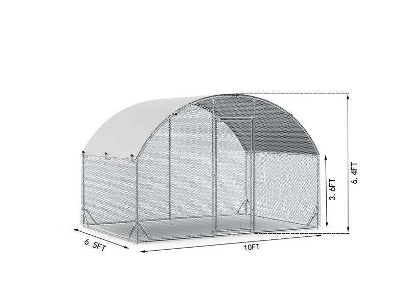 Large Metal Chicken Coop Upgrade Tri-Supporting Wire Mesh Chicken Run,Chicken Pen with Water-Resident & Anti-UV Cover,Duck Rabbit House Outdoor (10'W x 6.5'L x 6.5'H) - Supfirm