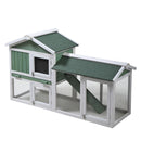 Large Wooden Rabbit Hutch Indoor and Outdoor Bunny Cage with a Removable Tray and a Waterproof Roof, Grey Green+White - Supfirm