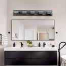 LED Modern Black Vanity Lights, 5-Lights Acrylic Matte Black Bathroom Vanity Lights Over Mirror - Supfirm