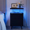 LED Nightstand LED Bedside Table End Tables Living Room with 4 Acrylic Columns, Bedside Table with Drawers for Bedroom Black - Supfirm