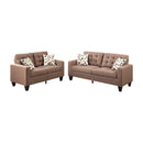 Living Room Furniture 2pc Sofa Set Light Coffee Polyfiber Tufted Sofa Loveseat w Pillows Cushion Couch Solid pine - Supfirm