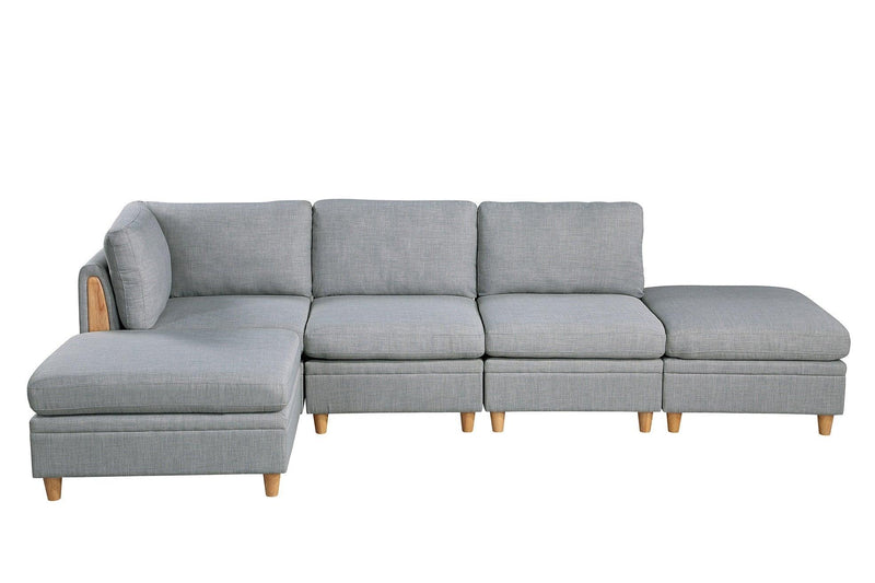 Living Room Furniture Corner Wedge Light Grey Dorris Fabric 1pc Cushion Wedge Sofa Wooden Legs - Supfirm