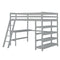 Loft Bed Full with desk,ladder,shelves , Grey - Supfirm
