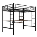 Loft Bed with Desk and Shelf , Space Saving Design,Full,Black(OLD SKU:MF199506AAB) - Supfirm