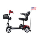 MAX SPORT RED 4 Wheels Outdoor Compact Mobility Scooter with 2 in 1 Cup & Phone Holder - Supfirm